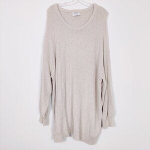 Old Navy Womens Sweater Tunic in Cream Size 4X Cotton Knit Beach Fall